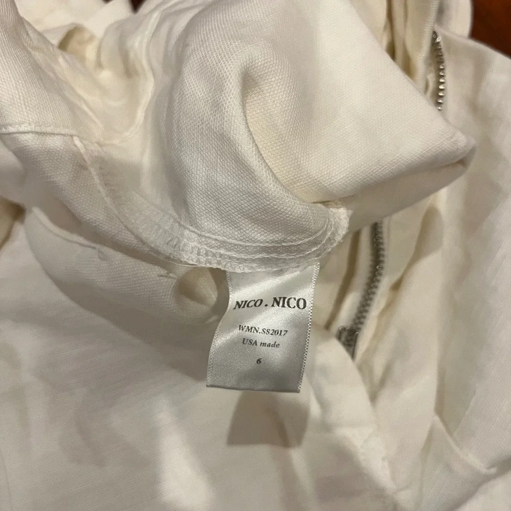 Cream Linen Tencel Pants Ankle Waist Tie Nico Nico USA Made Size 6 / Small‎